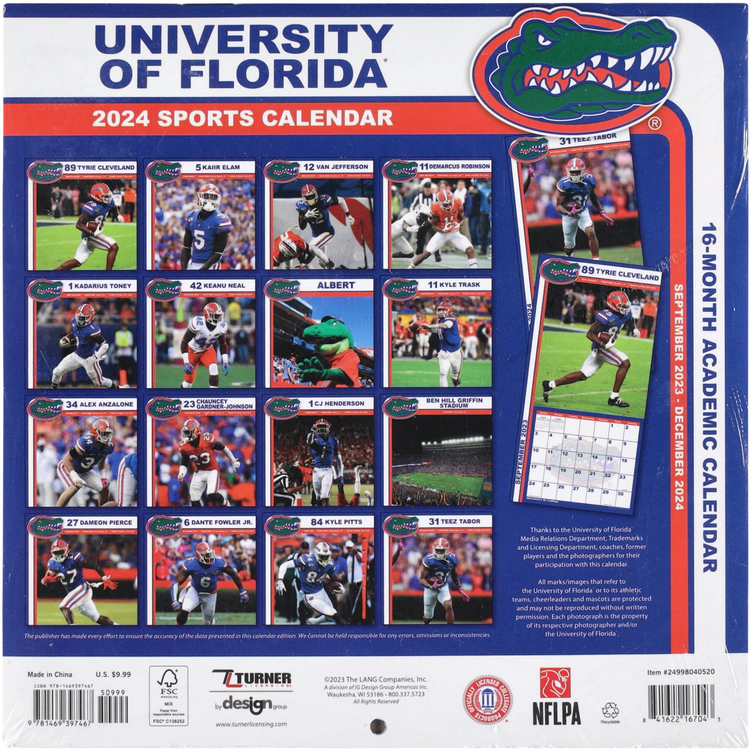 Florida Gators 7'' x 7'' 2025 Mini Wall Calendar Academy