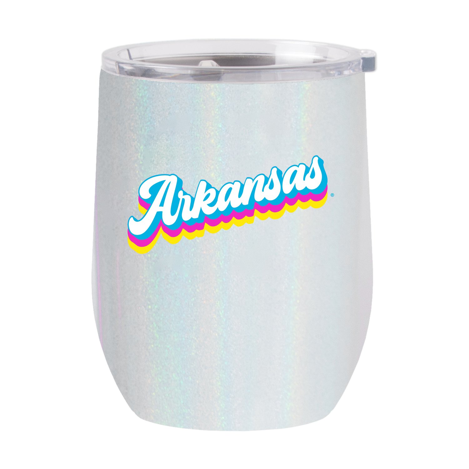 Logo Brands University of Arkansas 16 oz Neon Iridescent Curved Tumbler