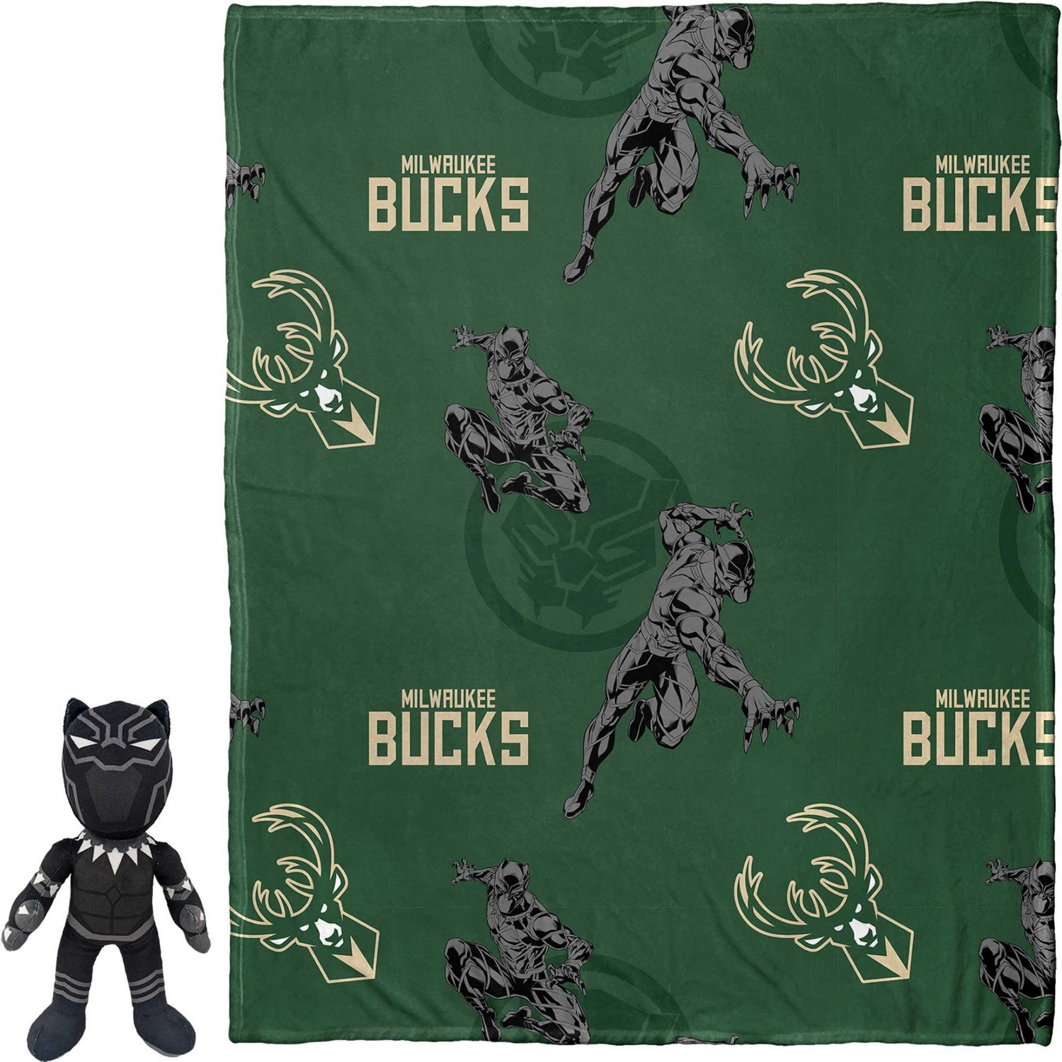 Northwest x Disney Milwaukee Bucks Panther Hugger Pillow Throw Blanket