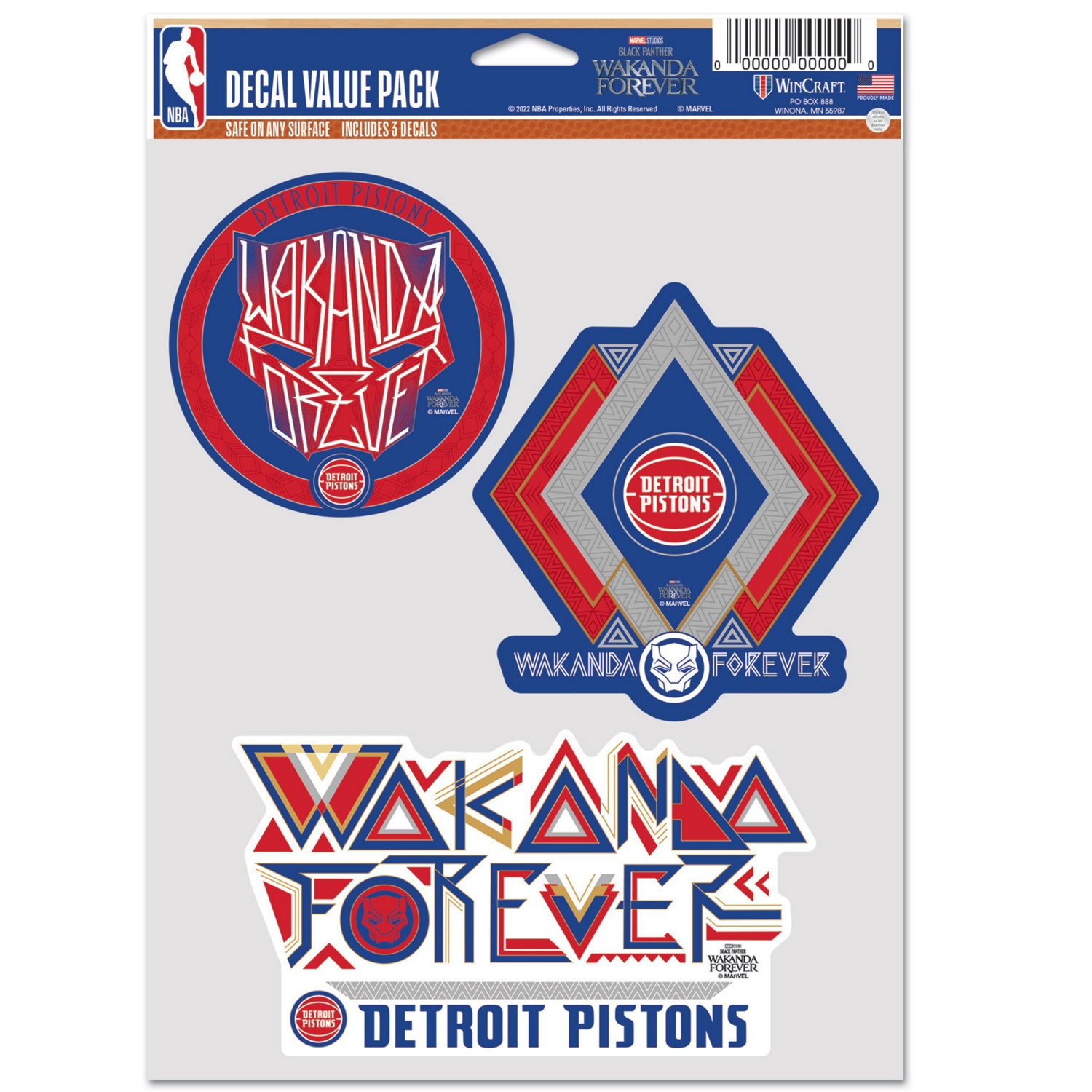 WinCraft Detroit Pistons ThreePack Panther 2 Fan Decal Set Academy