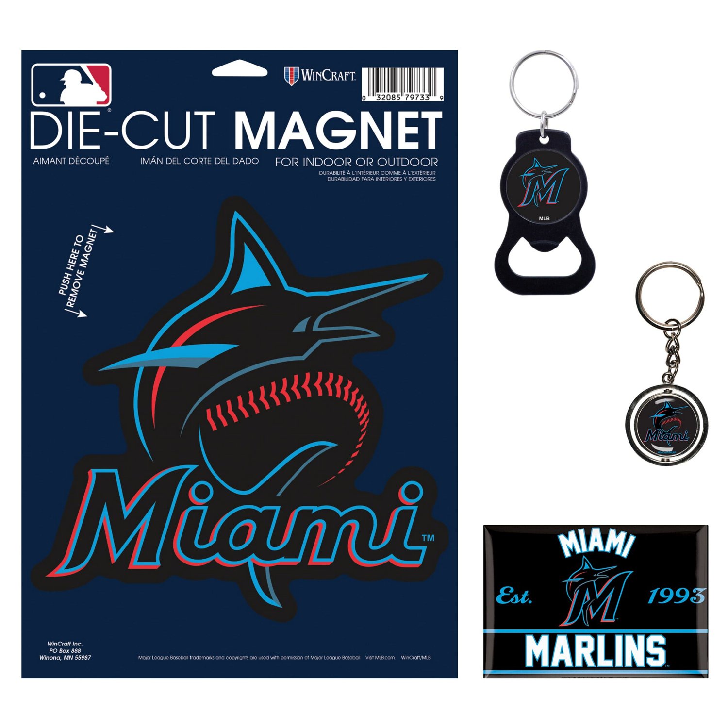 WinCraft Miami Marlins 4-Pack Key Rings and Magnets Set | Academy