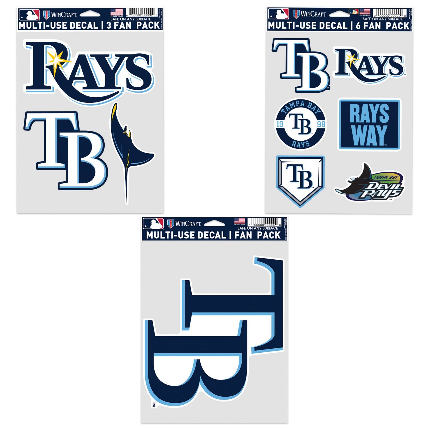 WinCraft Tampa Bay Rays Three-Pack Fan Decal Set | Academy