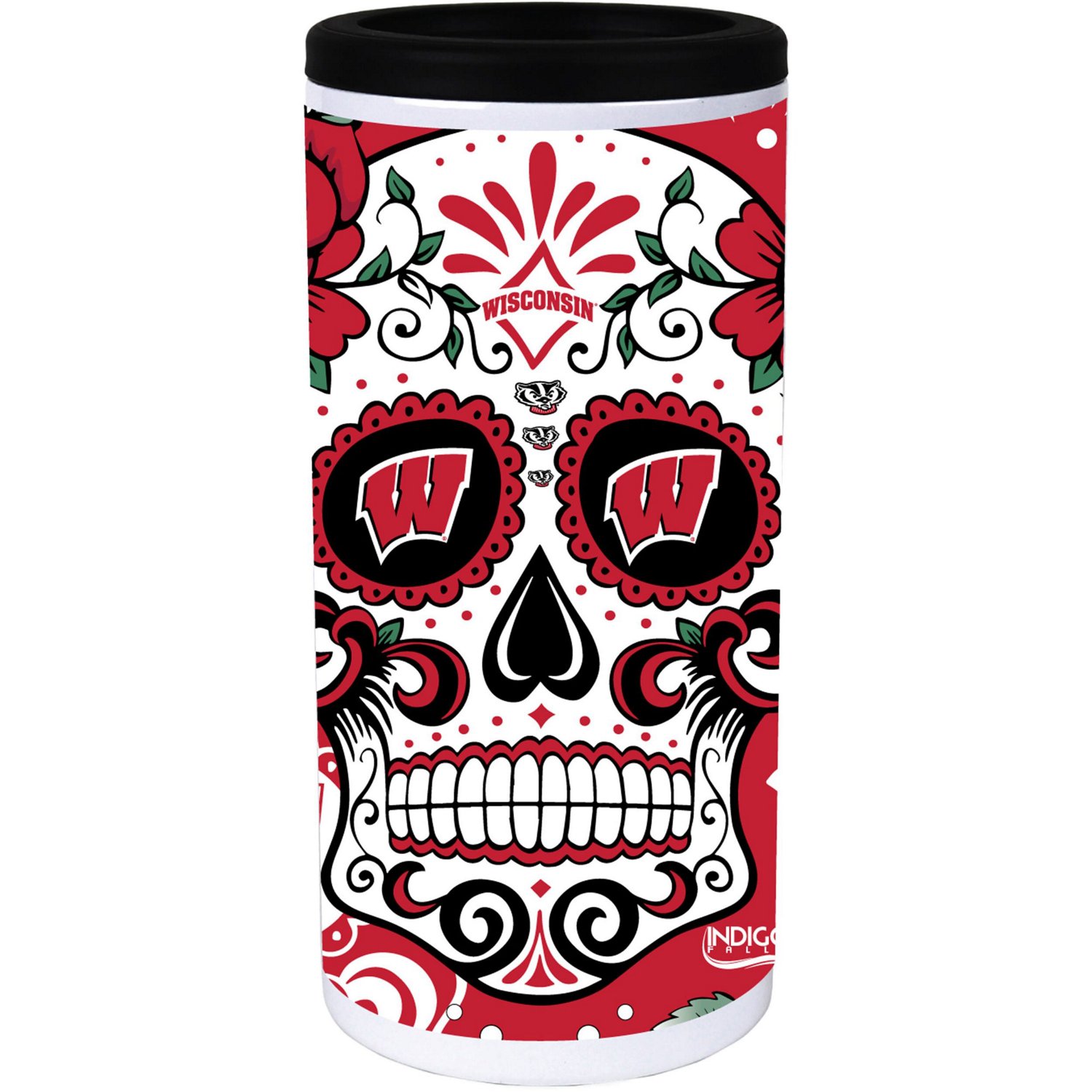 Wisconsin Badgers Dia Stainless Steel 12oz Slim Can Cooler Academy