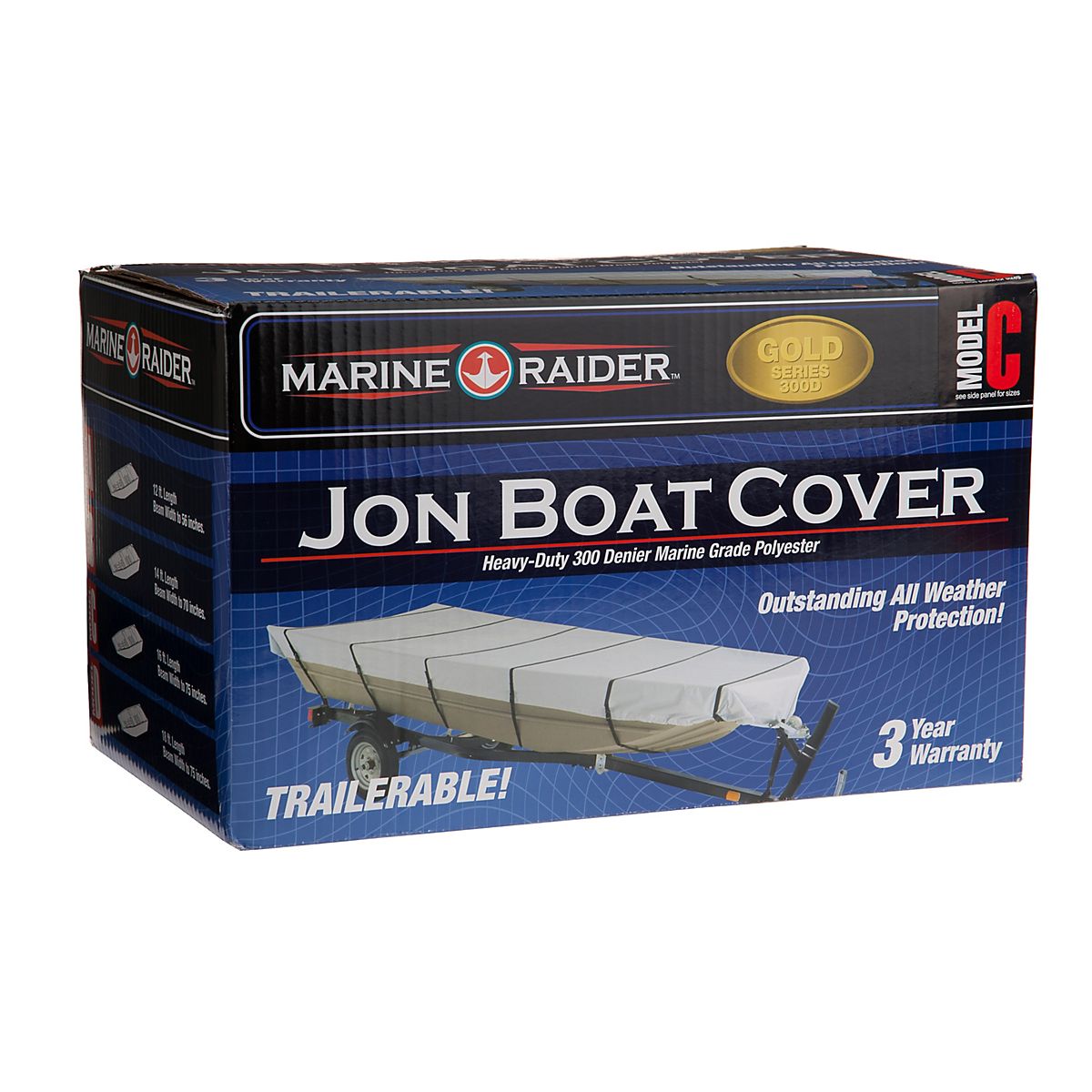 Marine Raider Model C 300Denier Boat Cover Fits 16' Jon Boats Academy