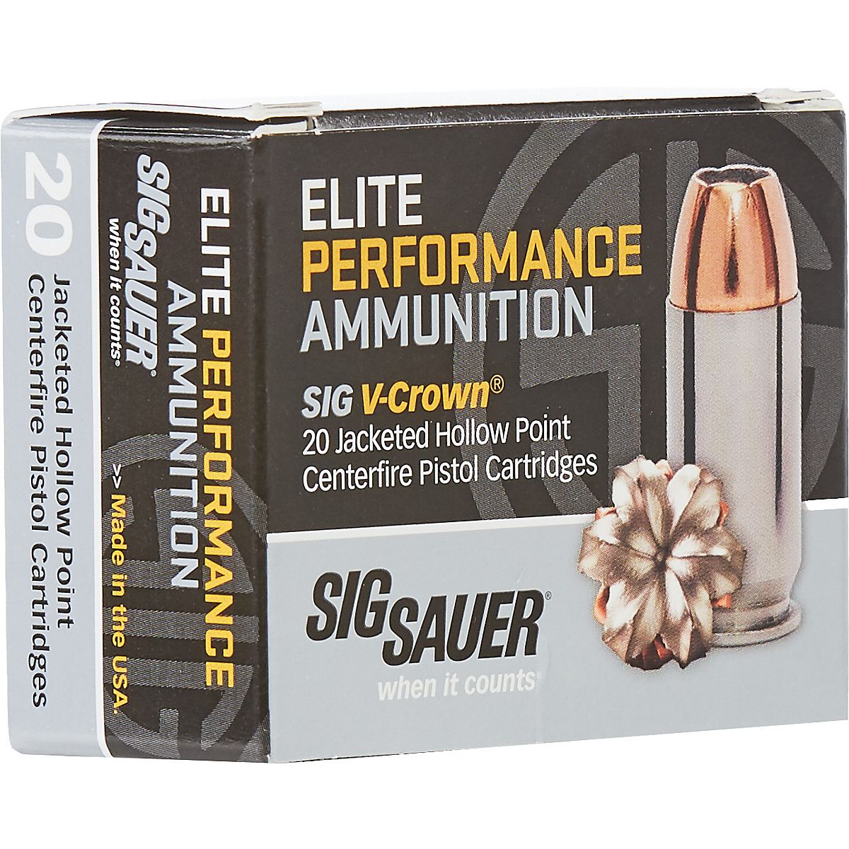 SIG SAUER Elite V-Crown 9mm 124-Grain Centerfire Ammunition - 20 Rounds ...