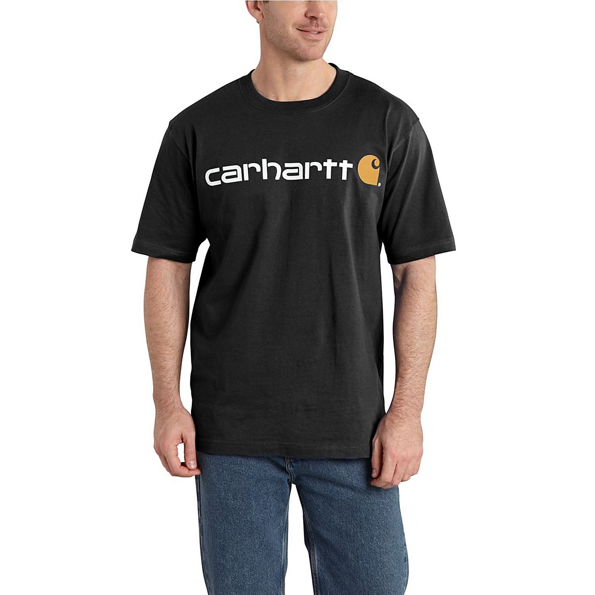 Carhartt ORIGINAL FIT short sleeve logo T-shirt, men's size L cotton black type Vintage Second Hand