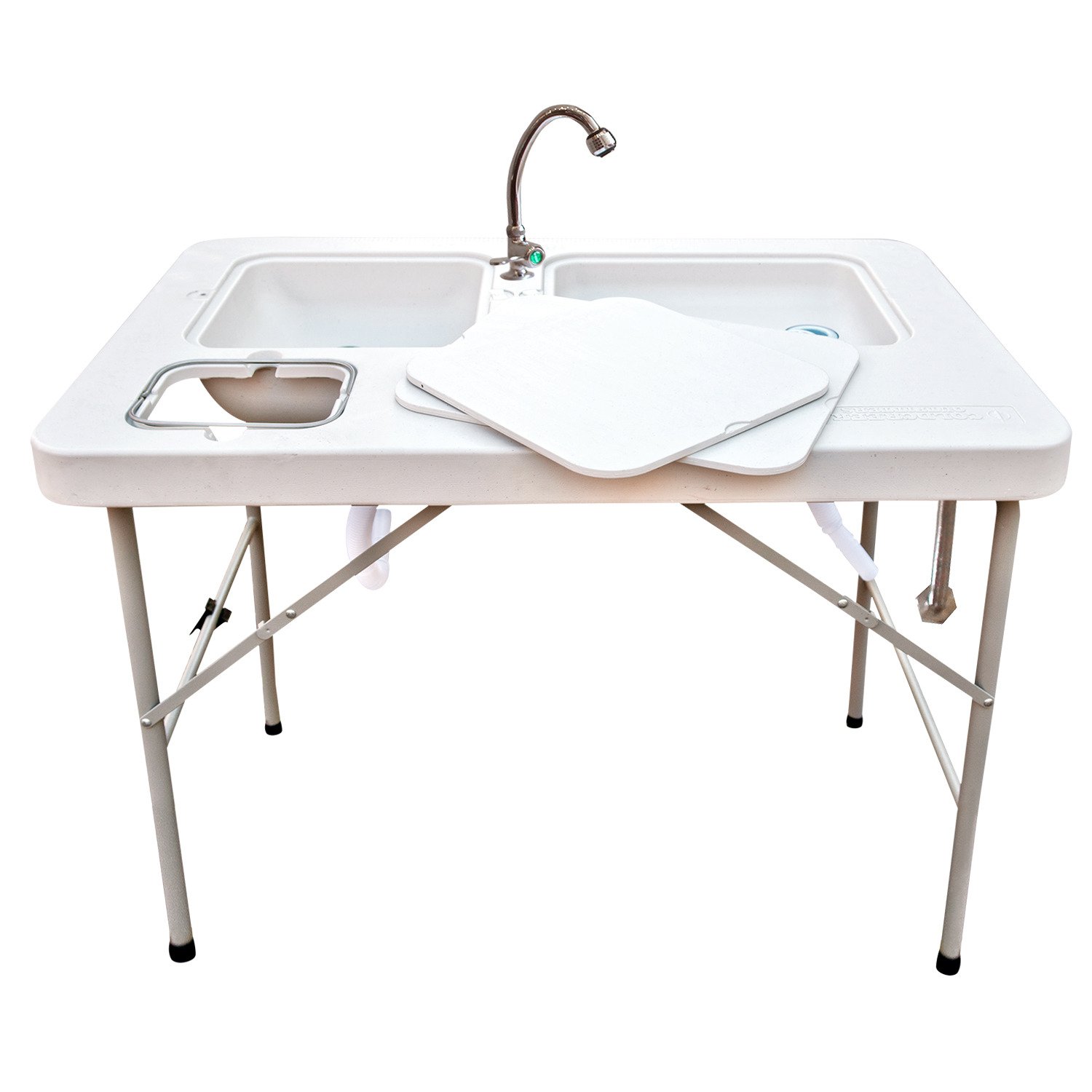 Outsunny Deluxe Fish Cleaning Camp Table With Sink & Flexible Faucet - Portable Foldable