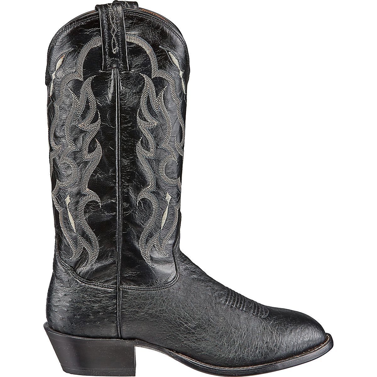 Correcaminos Mens Size 9 Black Leather Gray Smooth Ostrich Cowboy Boots CORRECAMINOS | EXOTIC BOOTS | WIDE SQUARE TOE | OSTRICH  main image 3