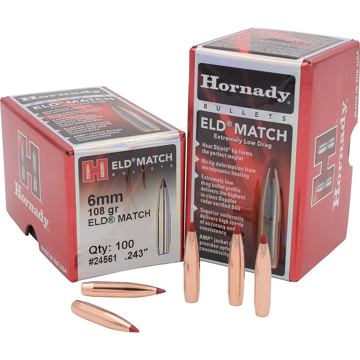 Hornady ELD Match 6mm .243 108Grain Rifle Bullets Academy