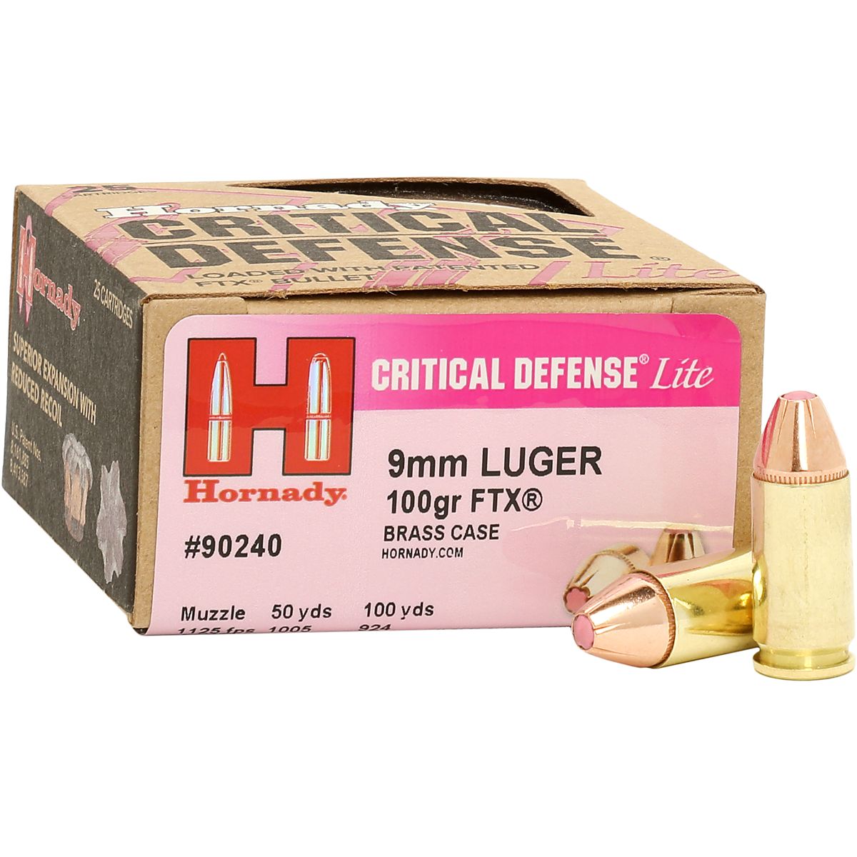 Hornady Critical Defense Lite FTX 9mm Luger 100-Grain Bullets - 25 ...