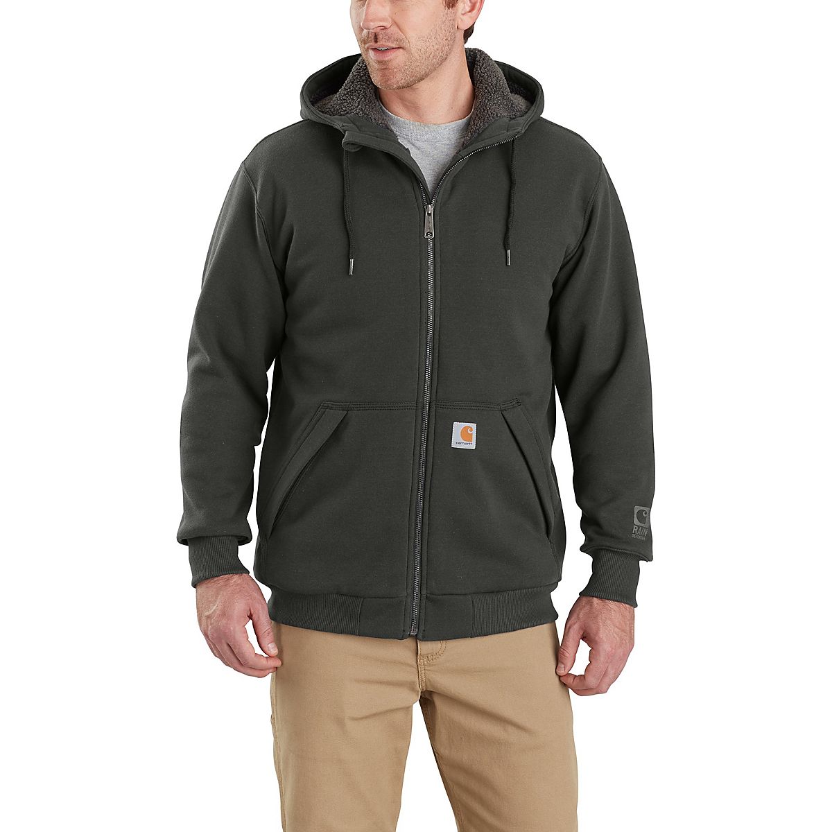 Carhartt Men's Rain Defender Rockland Sherpa Lined Hooded Sweatshirt ...