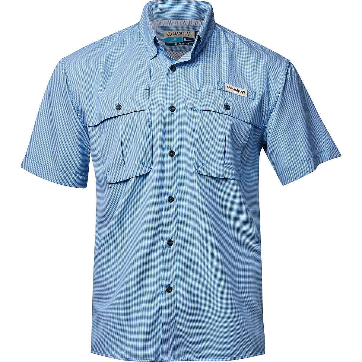 Magellan Outdoors Men's Aransas Pass Mini Check Short Sleeve Shirt | Academy