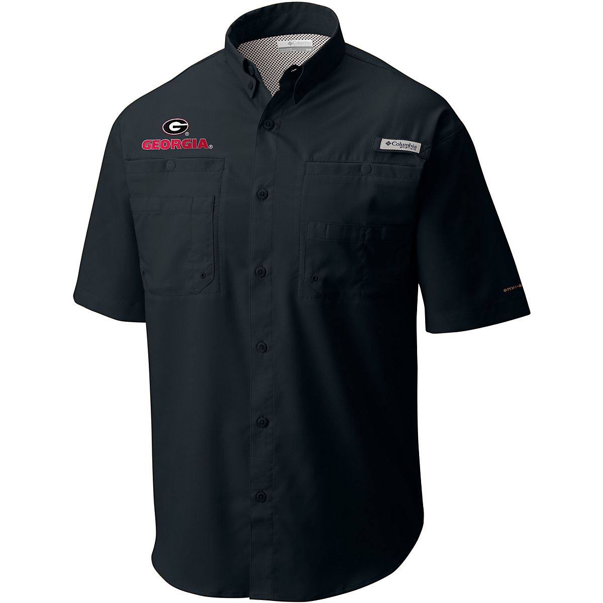 Men's Columbia Black Georgia Bulldogs Team PFG Tamiami Omni-Shade Button-Down Shirt Size: Large