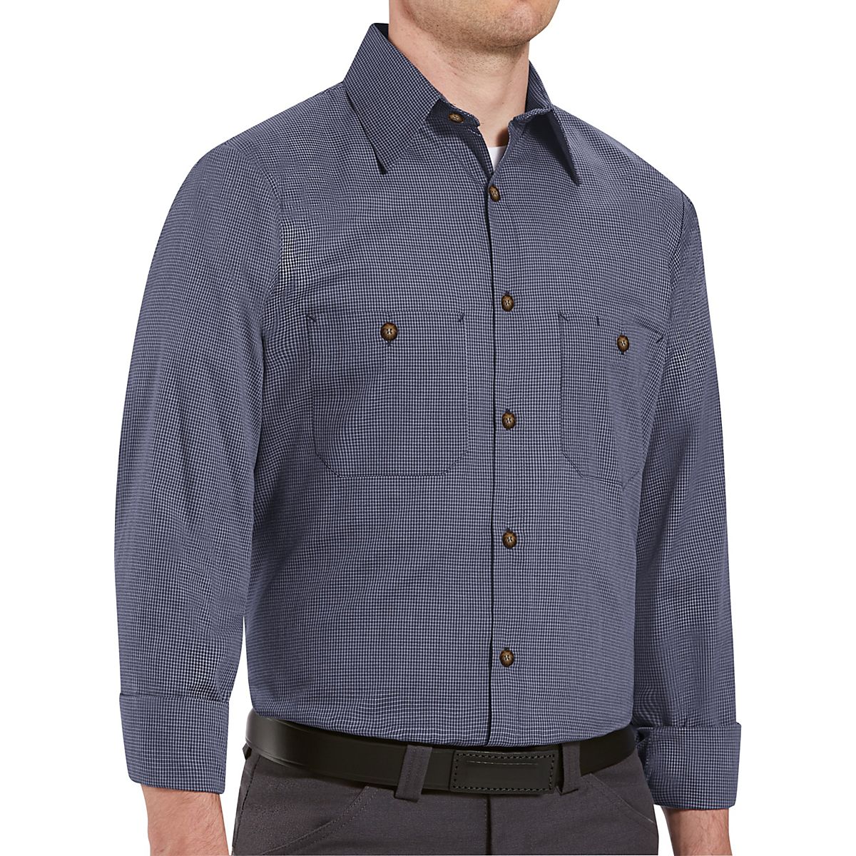 Red Kap Men's Microcheck Uniform Work Shirt