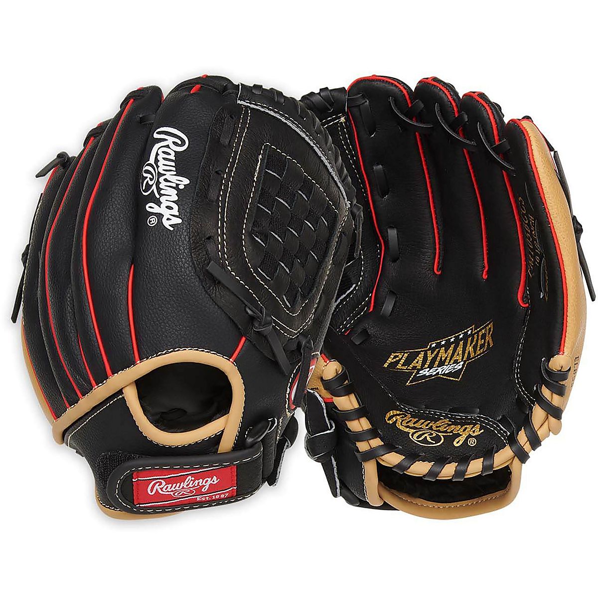 Rawlings Baseball Glove, Youth, Red/Black, Regular, 10-in