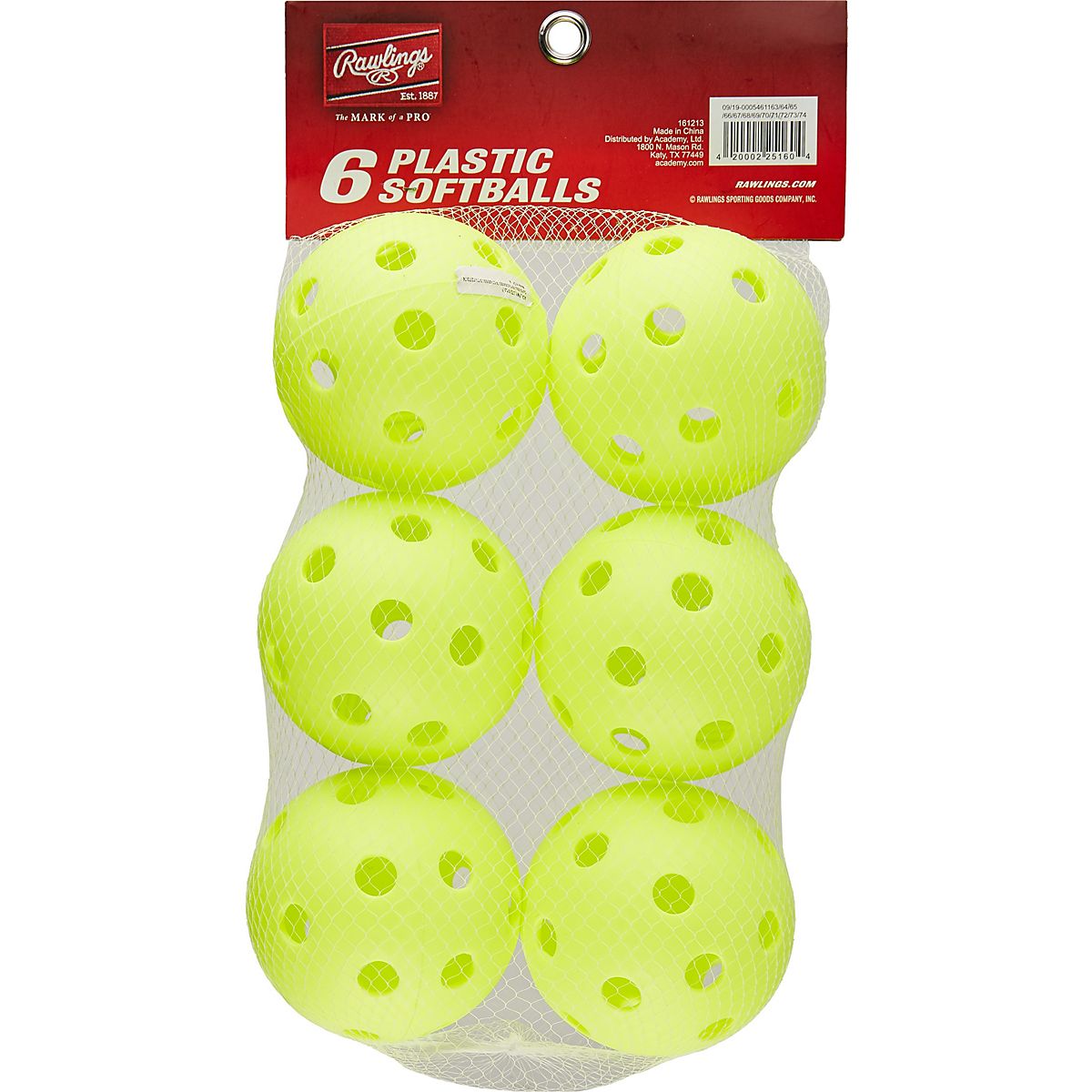 Rawlings 11 in Plastic Softballs 6Pack Academy