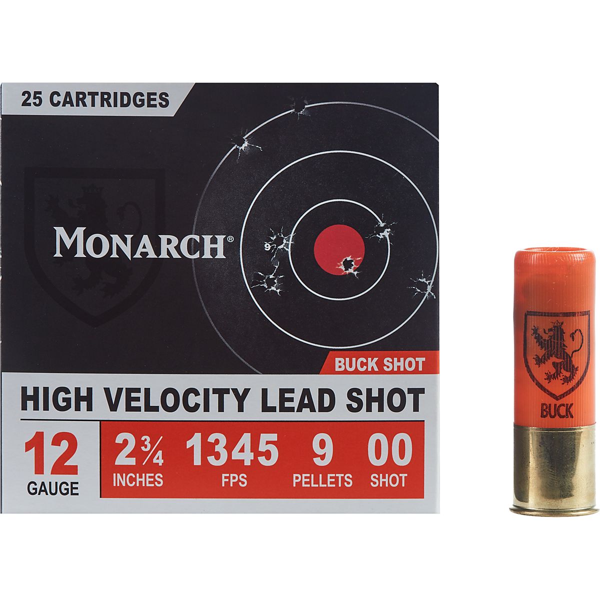 Monarch High Velocity 12 Gauge Buck Shotshells - 25 Rounds