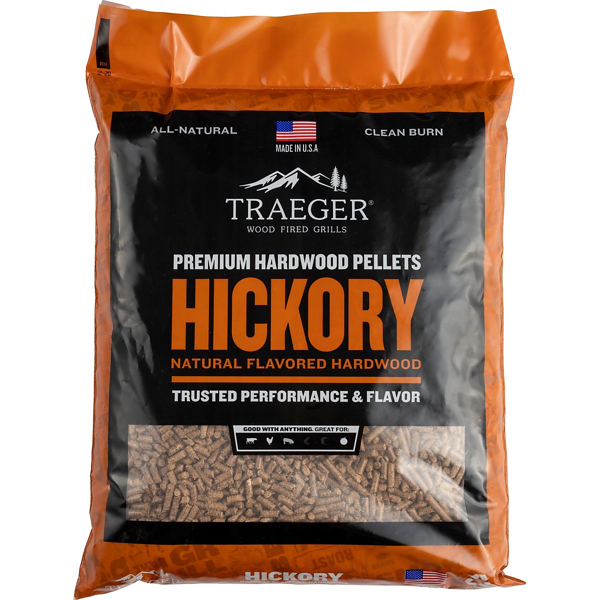 Traeger 20 lb Hickory Barbecue Wood Pellets Academy