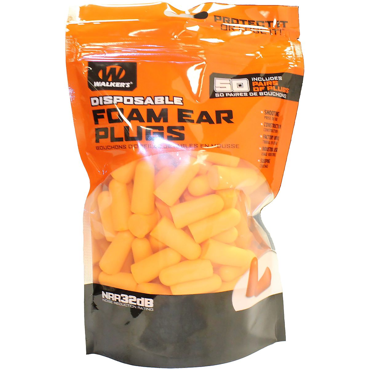 Walker's Disposable Ear Plugs 50Pair Bag Academy