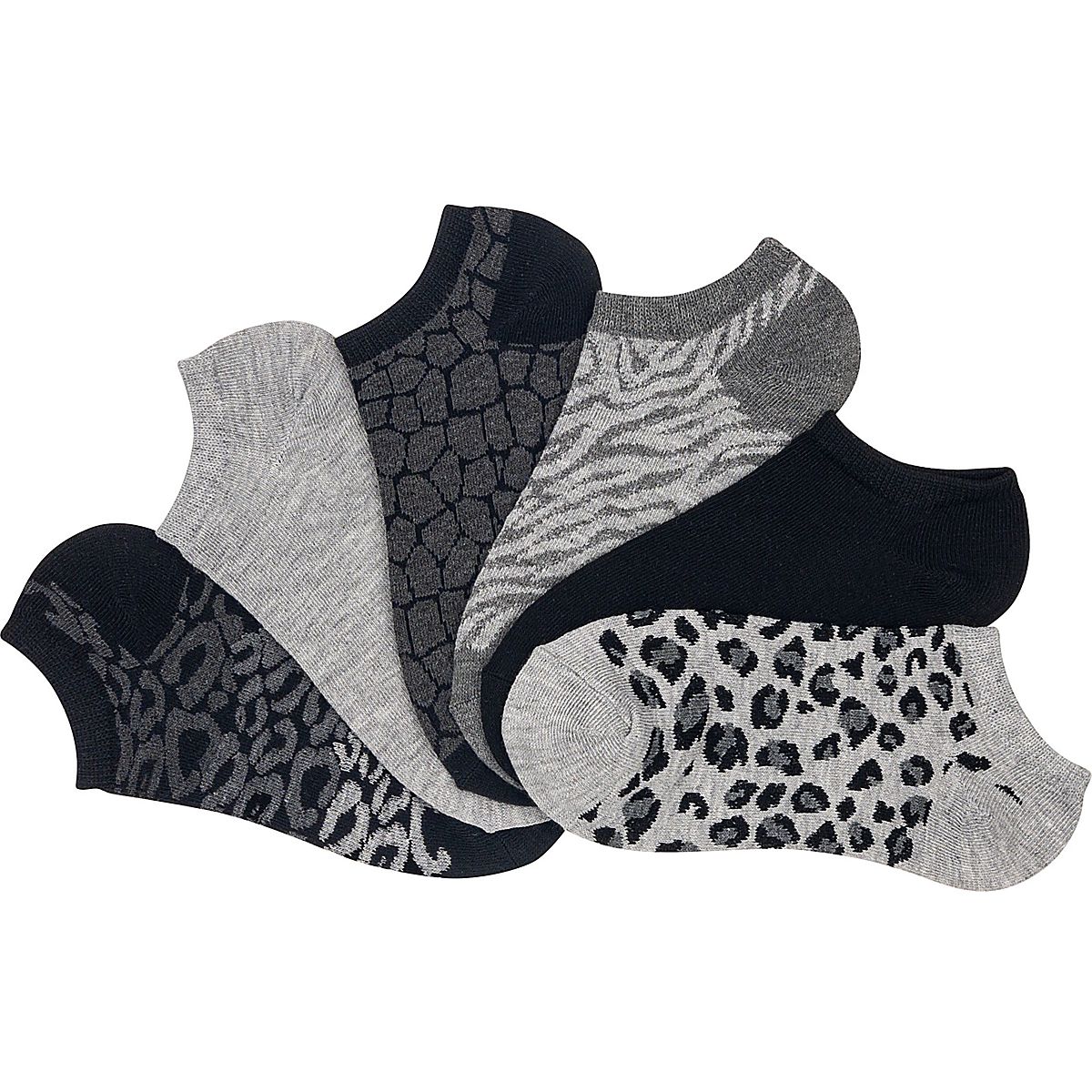 BCG Animal Print No Show Socks 6 Pack Academy