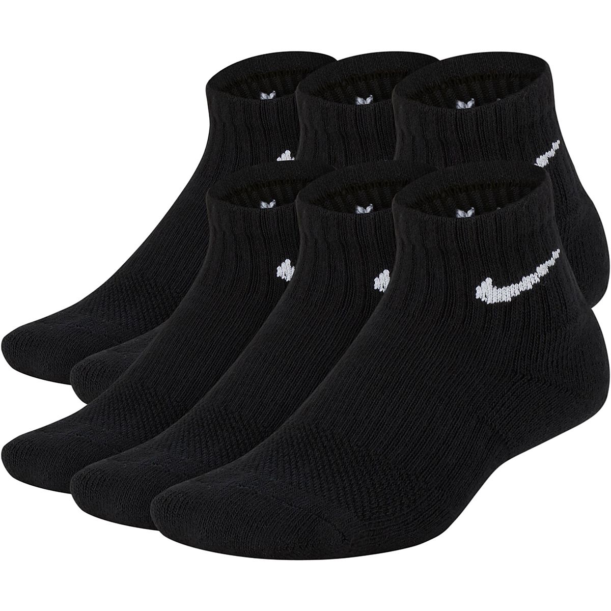 Nike Youth Performance Cushioned Training Quarter Socks 6 Pack Academy