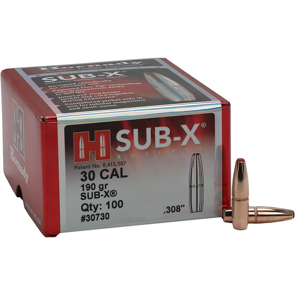 Hornady Sub-X .308 190-Grain Reloading Bullets | Academy