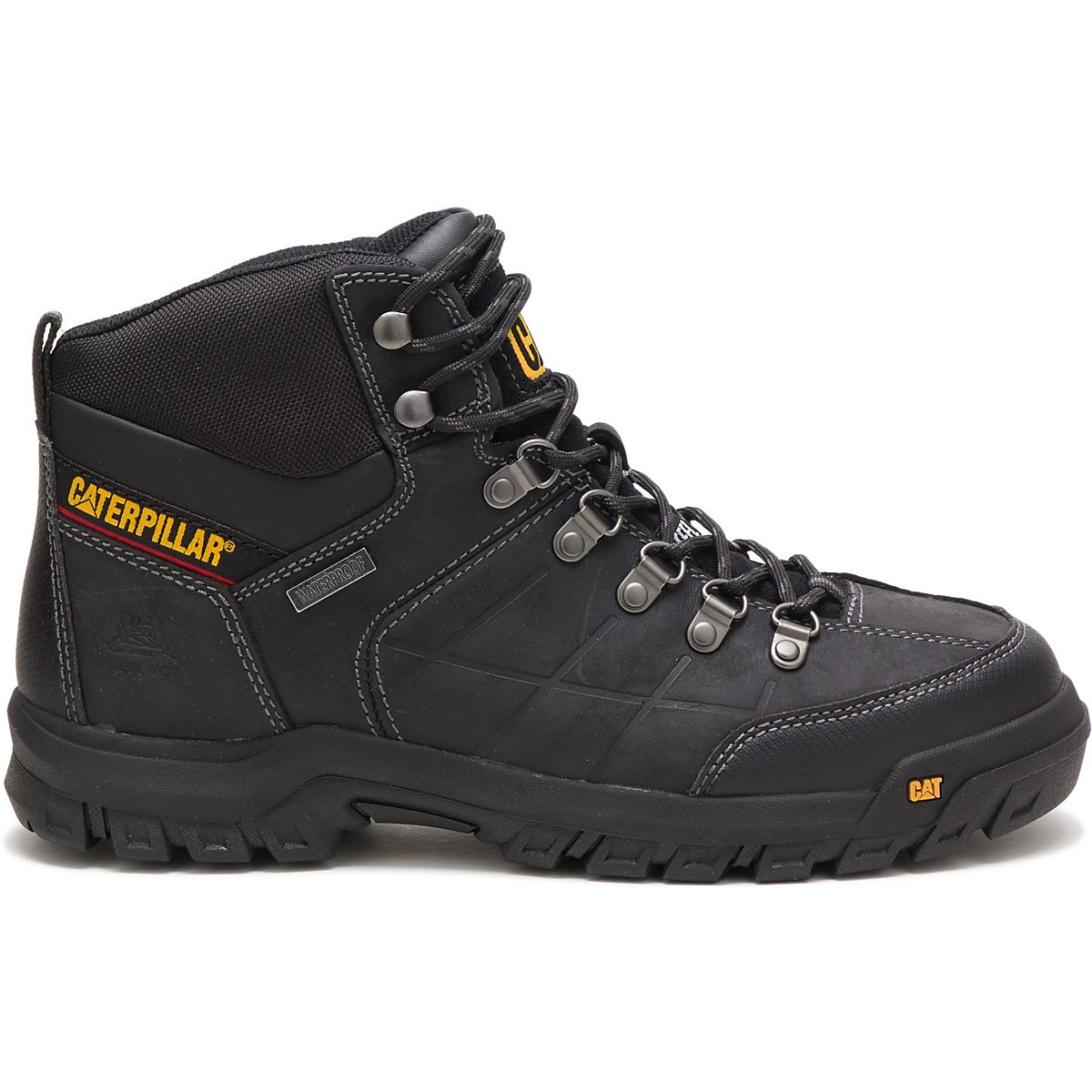 NEW Caterpillar Black Leather Lace-Up Work Boots with Red Accent Cat Footwear Men main image 3
