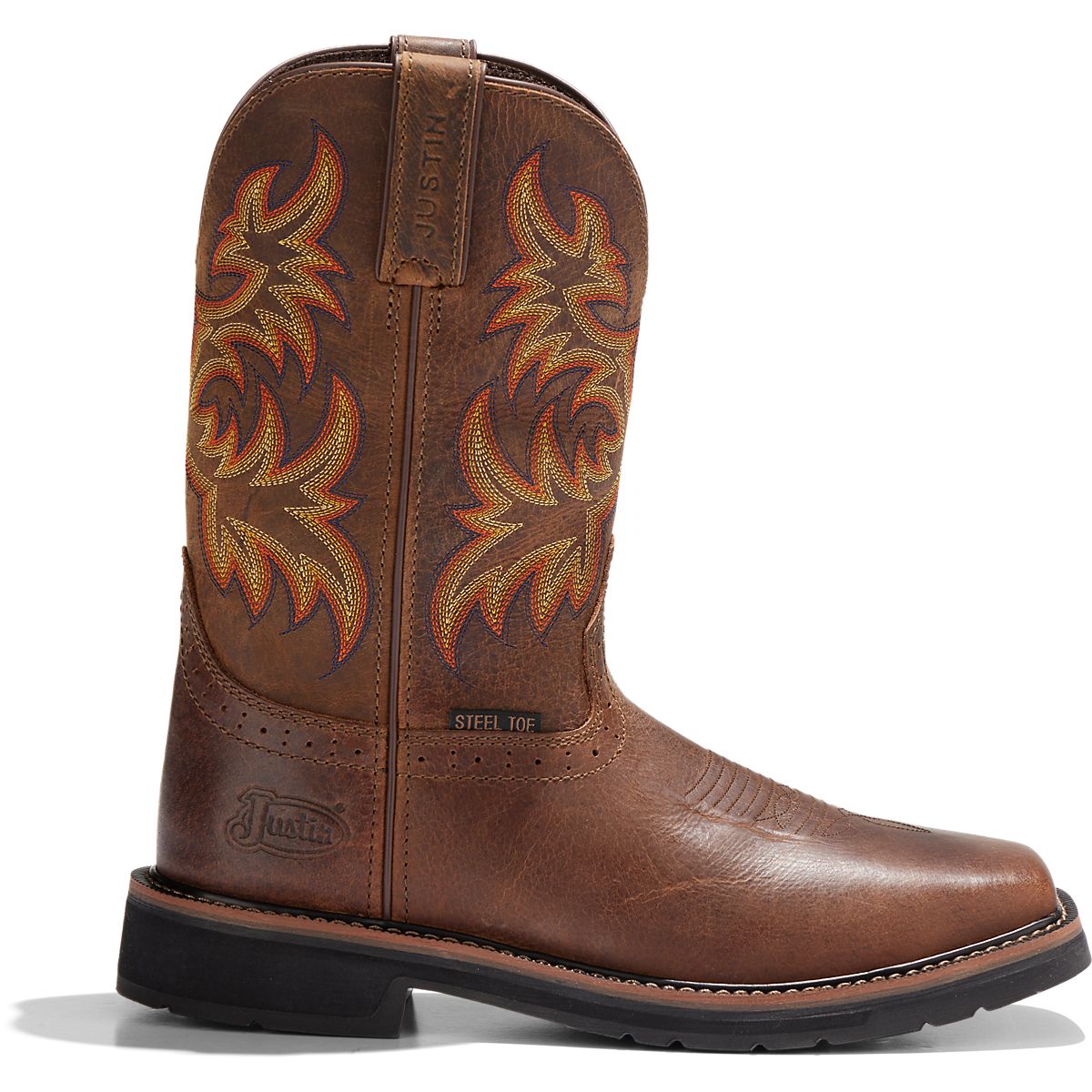 Justin Men's Stampede EH Steel Toe Leather Wellington Work Boots Academy