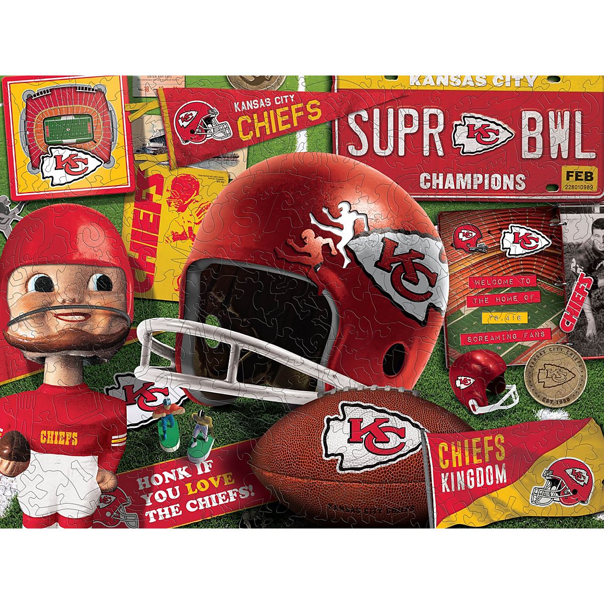 YouTheFan Kansas City Chiefs Wooden Retro Series Puzzle Academy