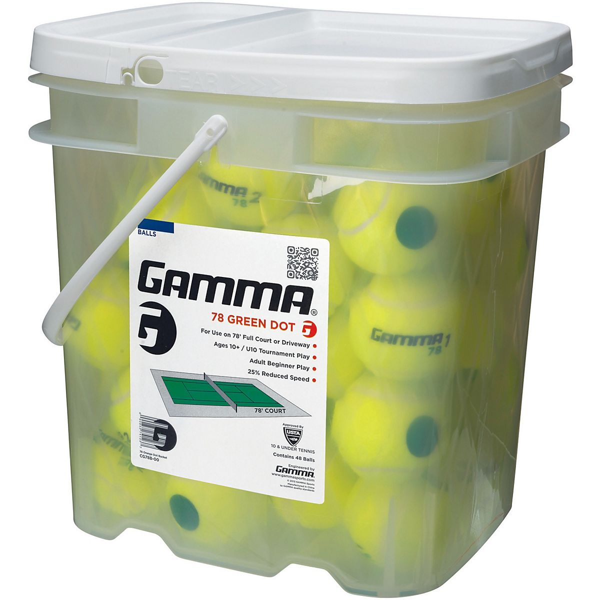 Gamma 78 Green Dot Tennis Balls 48Pack Academy