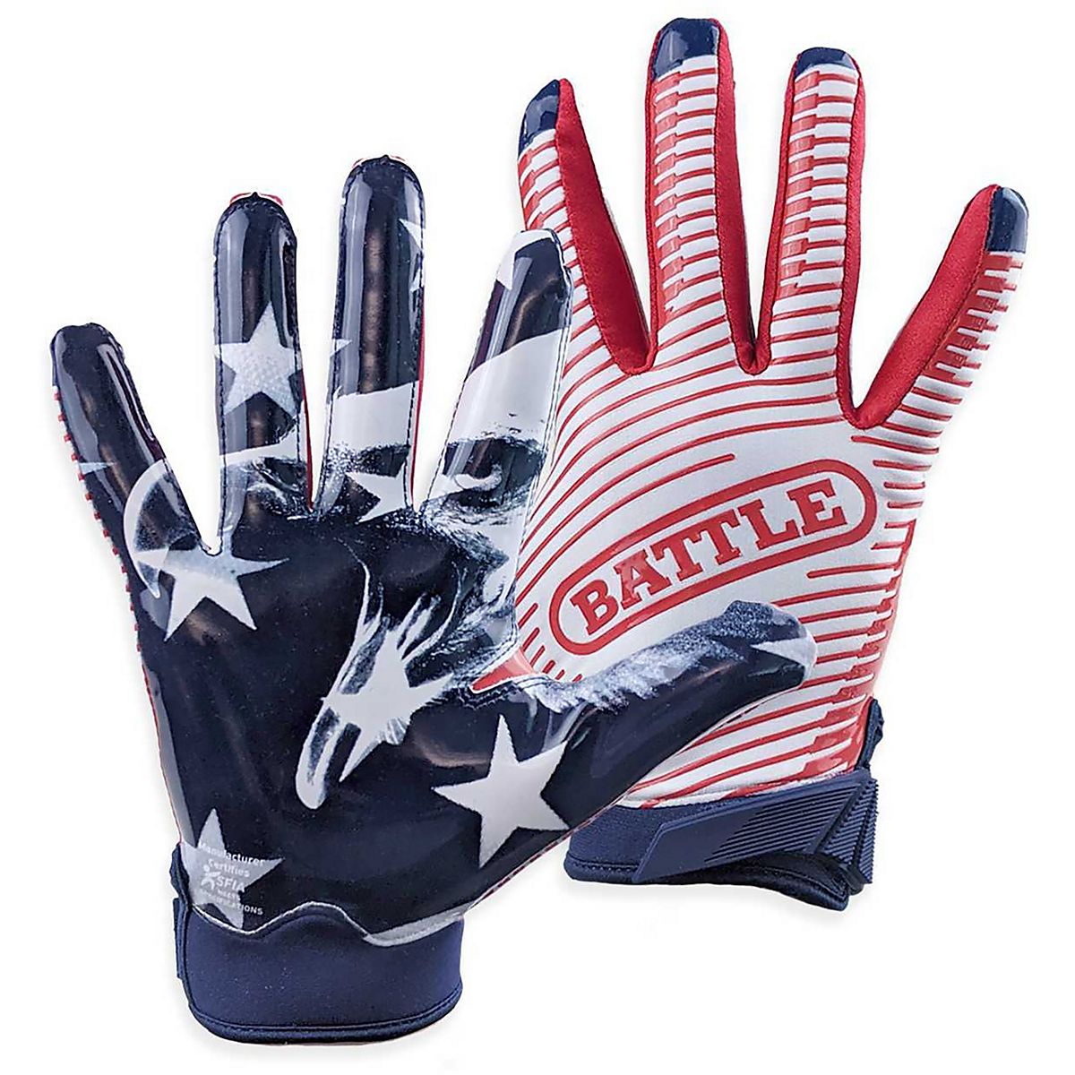 Battle Doom 1.0 Receivers Gloves Adult XLarge Texas Flag Red White Blue