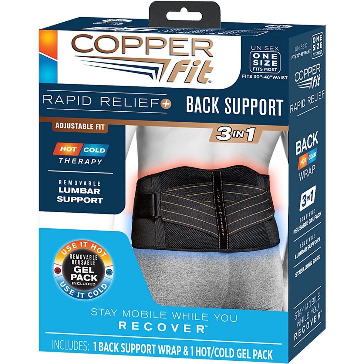 Copper Fit CFRRBK1SZ Unisex Black 100% 3 in 1 Rapid Relief