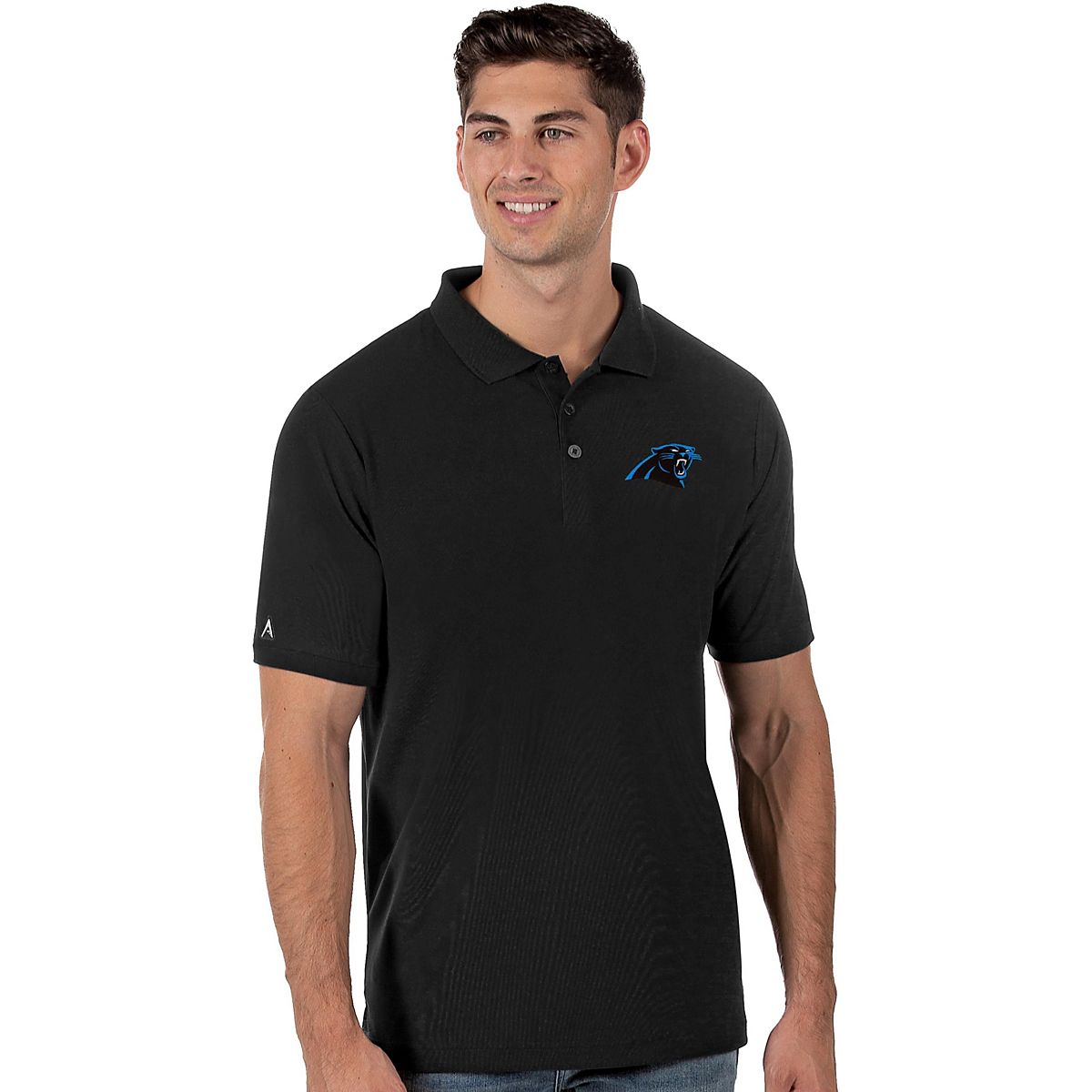 Men's Antigua Blue Carolina Panthers Legacy Pique Polo