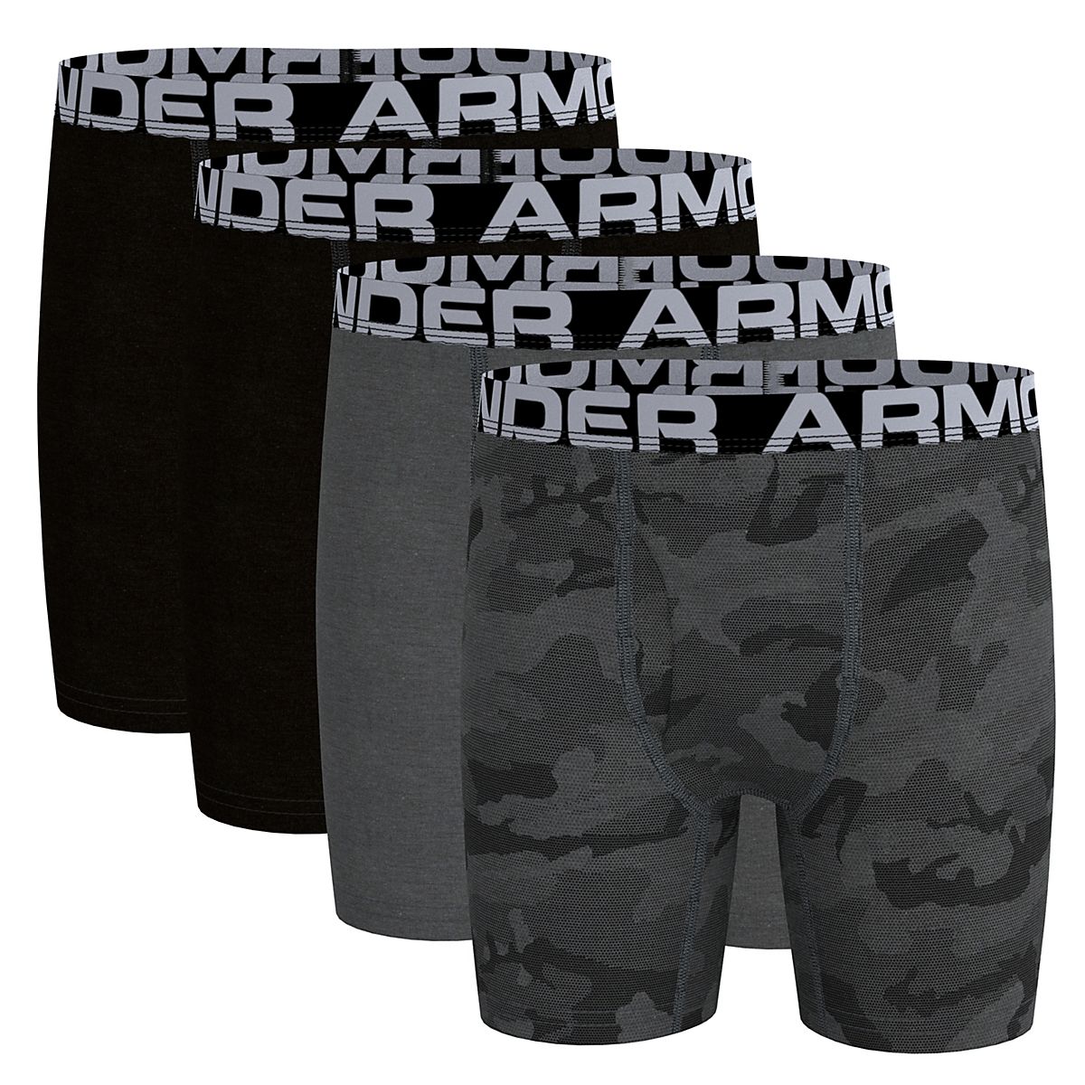 Under Armour Boys' Camo Cotton Boxer Briefs 4Pack Academy