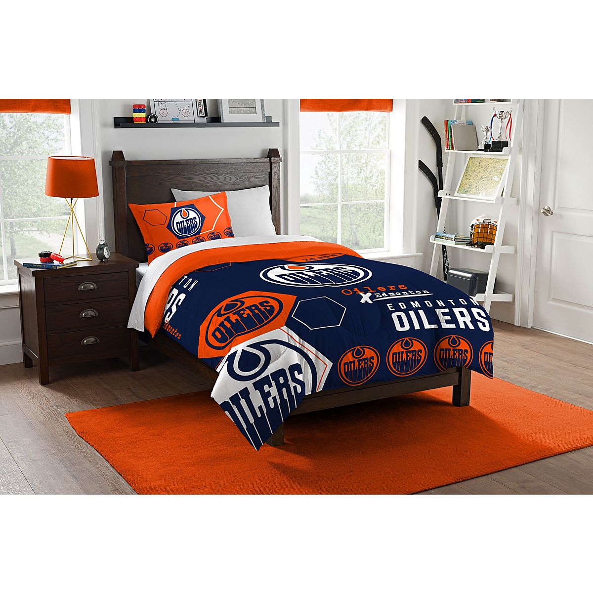The Northwest Company Edmonton Oilers Hexagon Twin Comforter and Sham