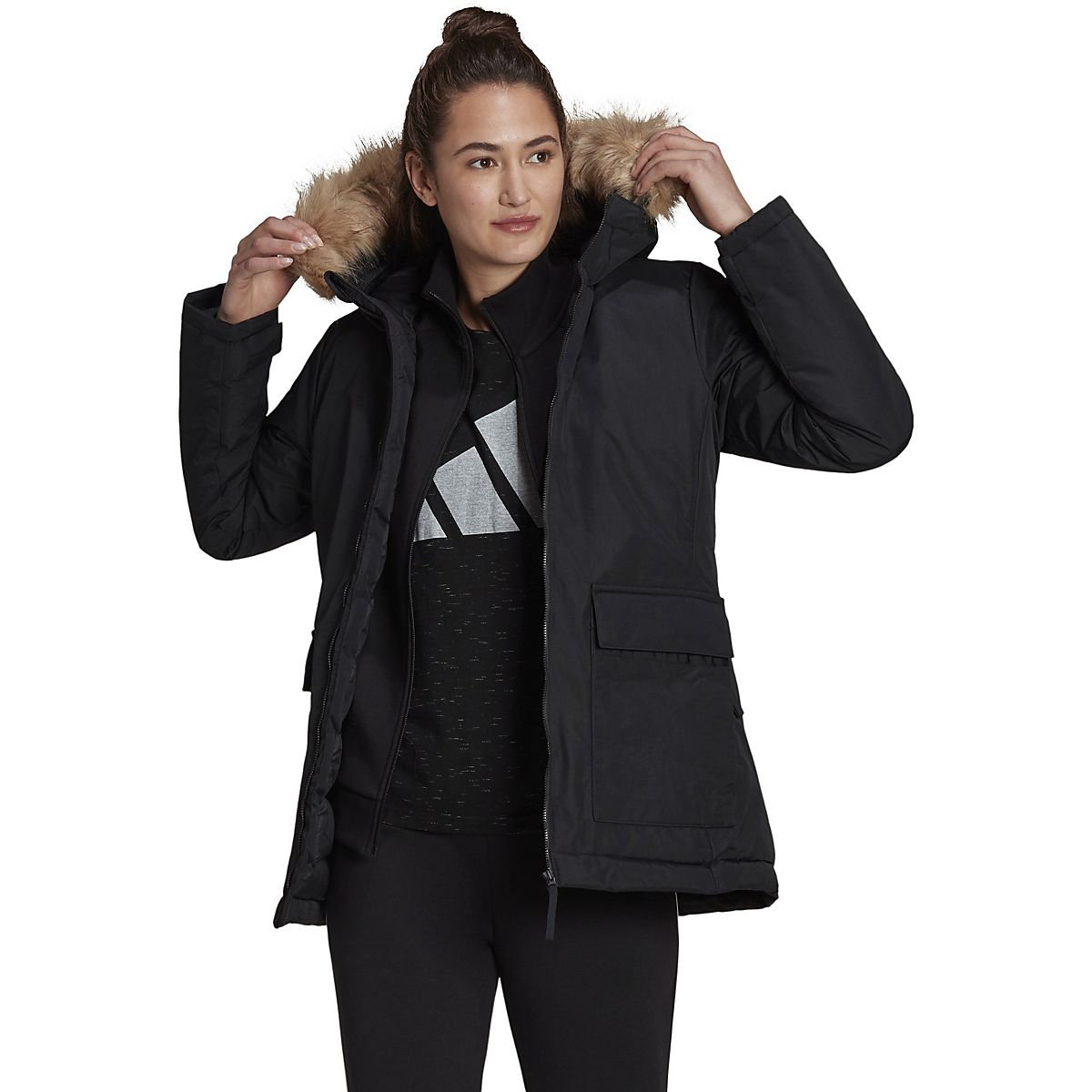 adidas Women's Utilitas Hooded Parka Jacket Academy