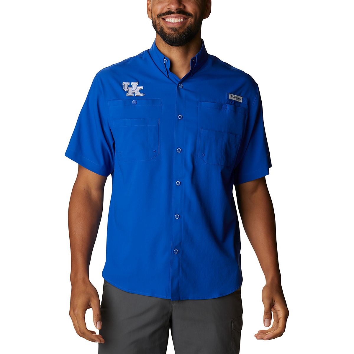 Men's Columbia Royal Duke Blue Devils Tamiami Omni-Shade Button