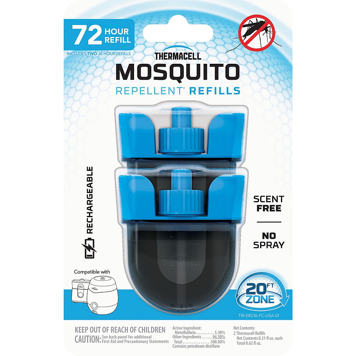 ThermaCELL Rechargeable Mosquito Repeller 36-Hour Refills 2-Pack | Academy