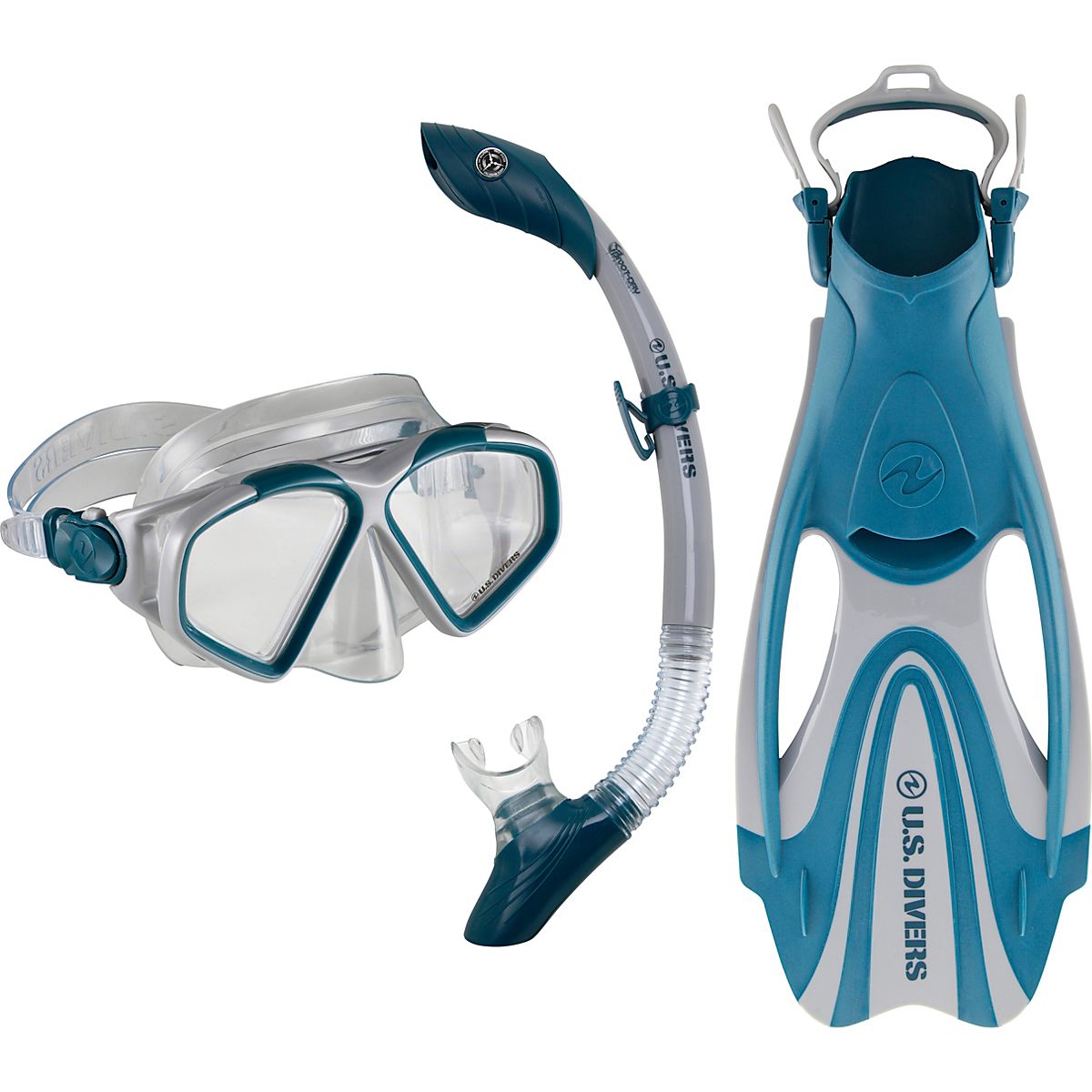 U.S. Divers Adults' Cozumel Fin, Snorkel and Mask Set Academy