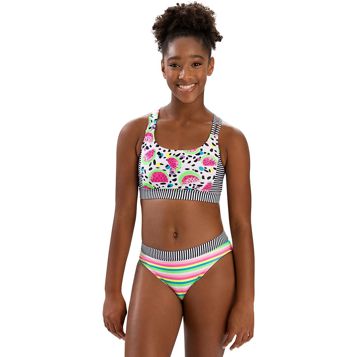 Dolfin Women's Print Asymmetrical Work Out 2-Piece Swimsuit