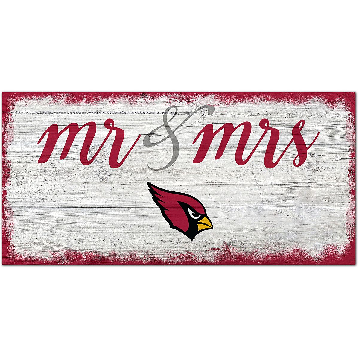 Fan Creations Arizona Cardinals Script Mr & Mrs 6x12 Sign