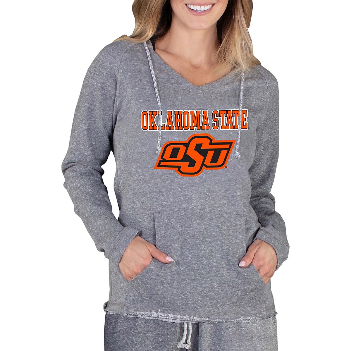 College Concepts Women’s Oklahoma State University Mainstream Hooded Long Sleeve Shirt