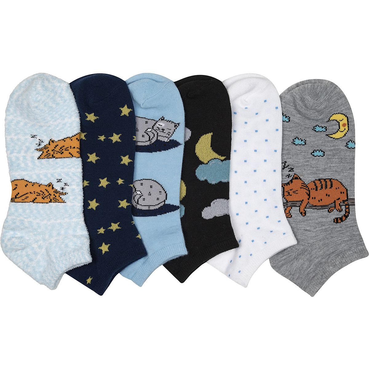 BCG Women’s Sleepy Cozy Cats No Show Socks 6 Pack