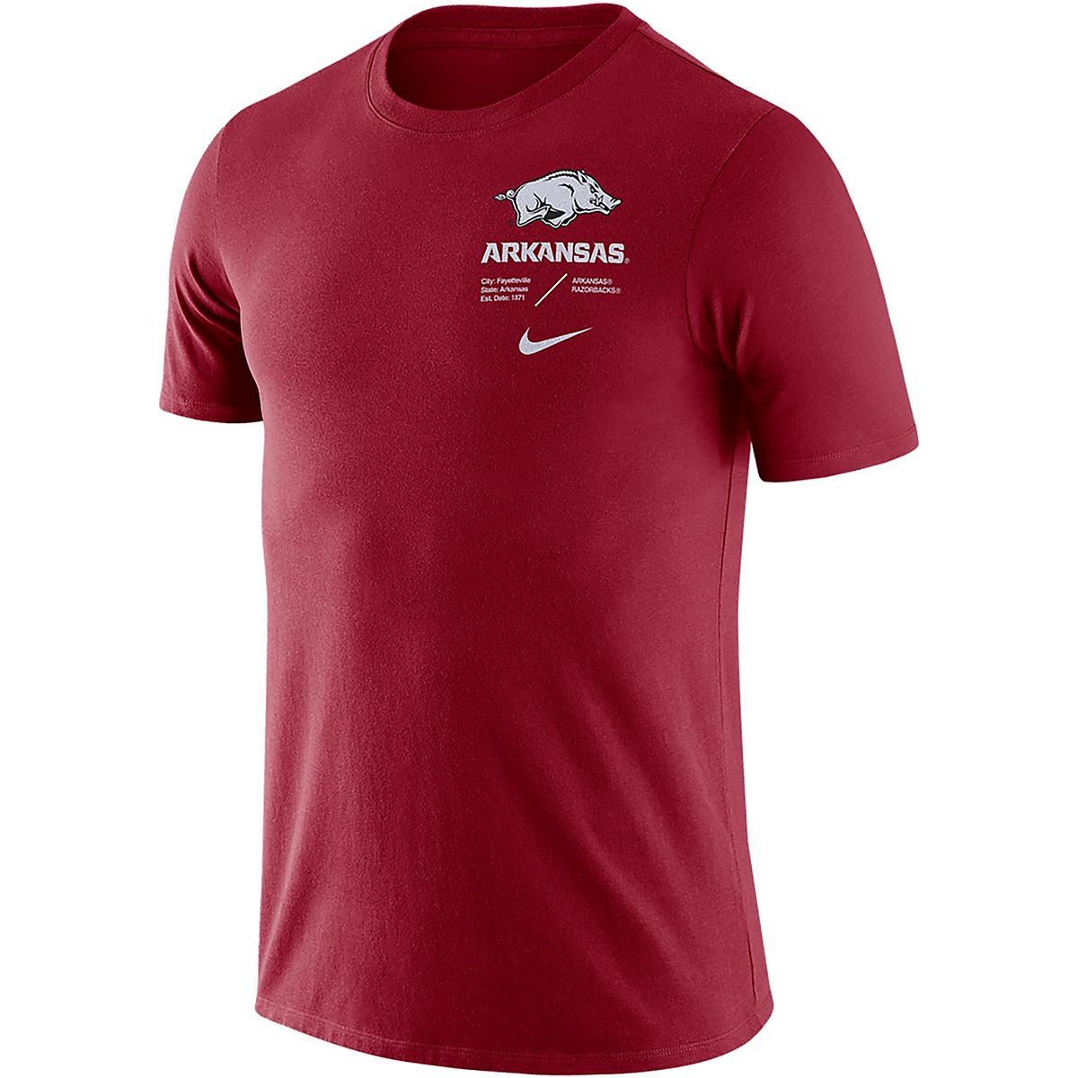 Nike Men's University of Arkansas Dri-FIT Team Short Sleeve T-shirt ...