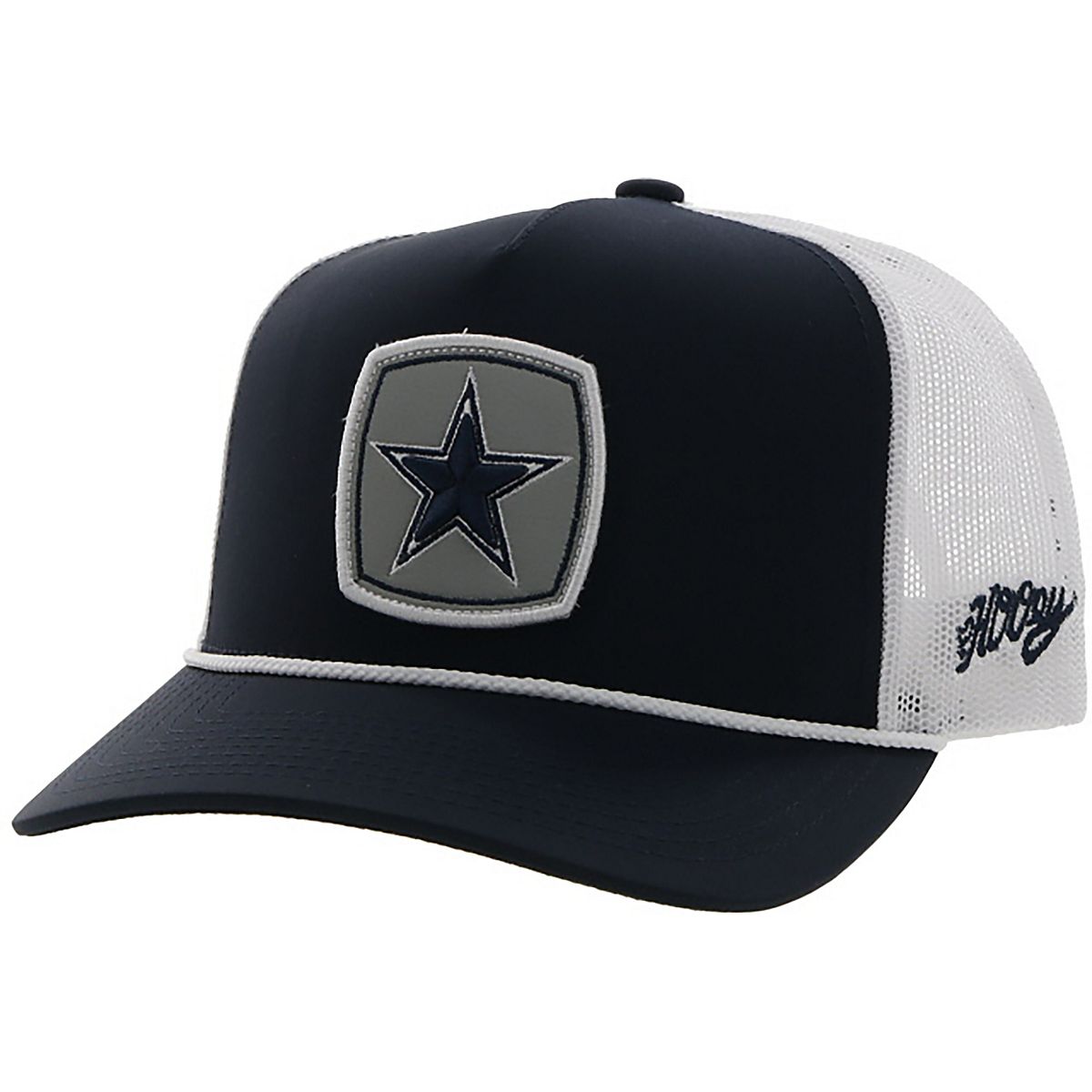 Men's HOOey Navy/White Dallas Cowboys Star Patch Rope Trucker Snapback Hat