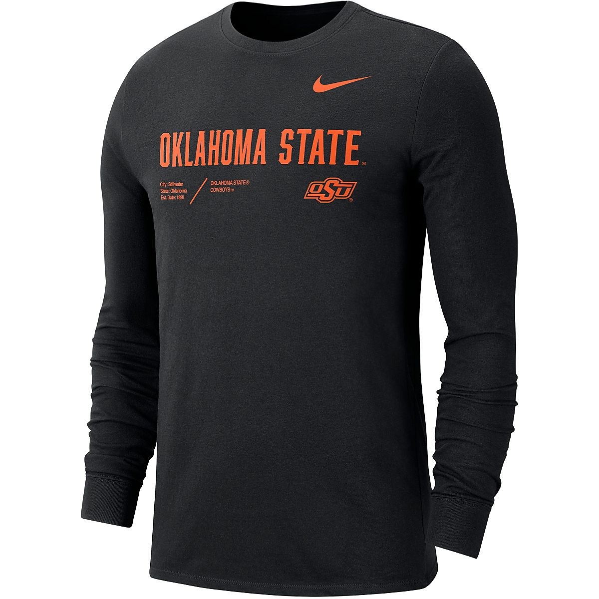 Nike Men's Oklahoma State University Dri-FIT Team Long Sleeve T-shirt ...