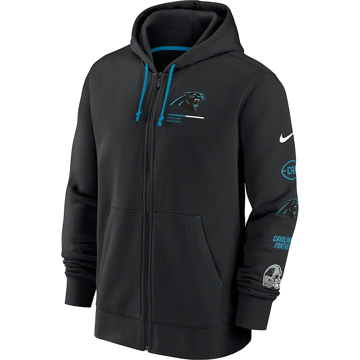 Nike Men's Carolina Panthers Team Surrey Full Zip Hoodie Academy