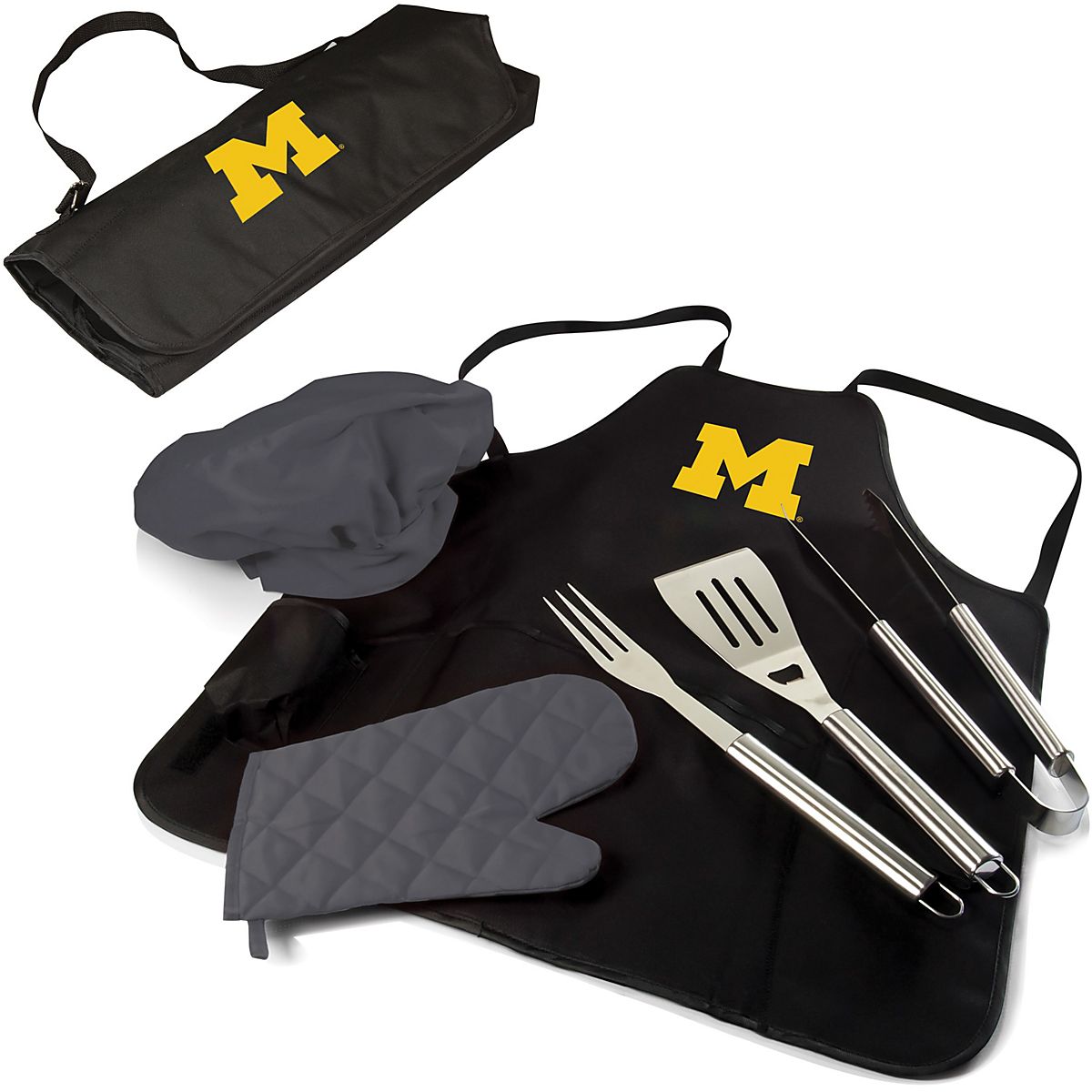Picnic Time University of Michigan BBQ Apron Tote Pro Grill Set Academy