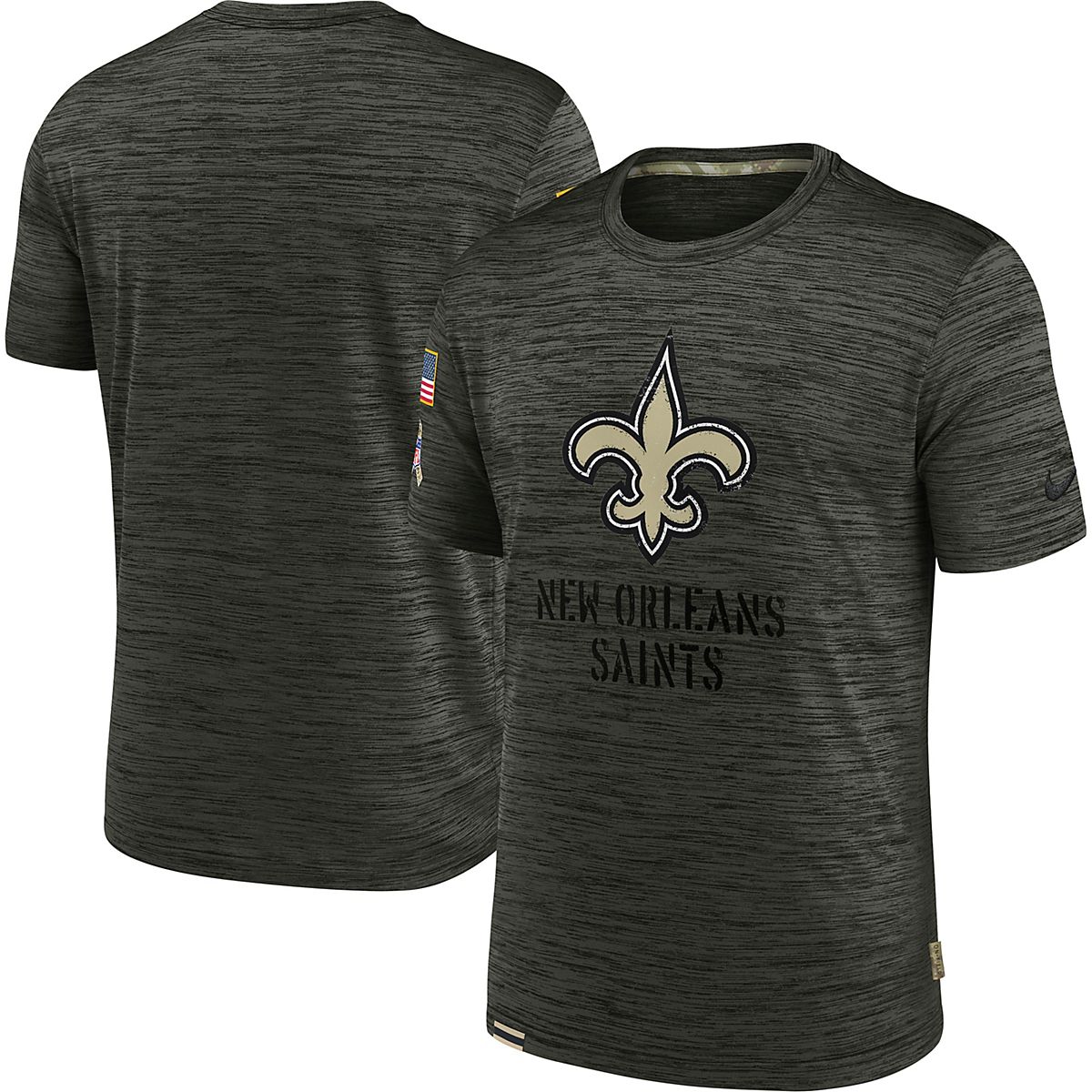 Men's Nike Gray New Orleans Saints Sideline Velocity Athletic Stack Performance T-Shirt Size: Large