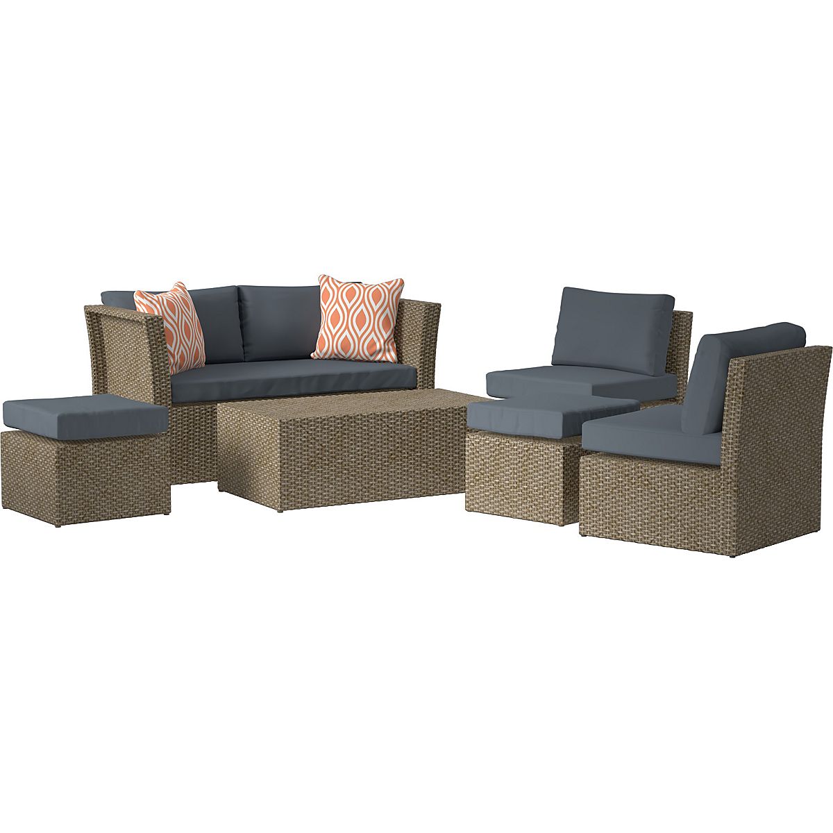 Mosaic Nesting Wicker Conversation Furniture Set Academy